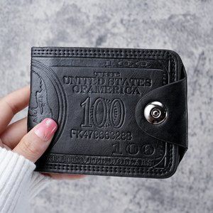 Men US 100 Dollar Bill Money Bifold Wallet Card Photo Holder Wallet
